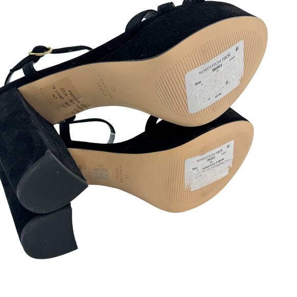 STUART WEITZMAN Keefa Block Heel
Suede Almond Toe Platform‎ Sandals Black - Picture 10 of 12